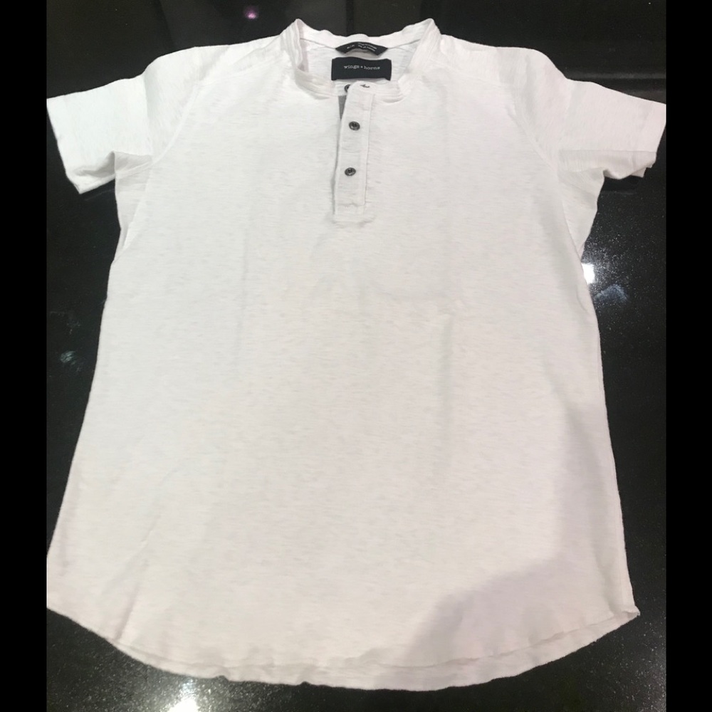 Wings+Horns white henley t-shirt